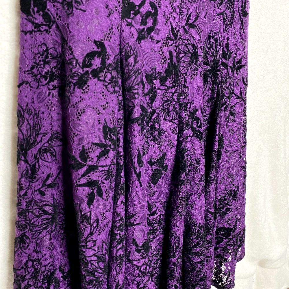 Danny & Nicole Floral Lace Velvet Fit & Flare Dress Purple Black Halloween 8 - Picture 6 of 15